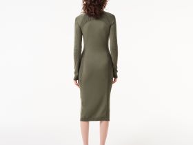 Женское облегающее длинное платье Lacoste на молнии с длинным рукавом