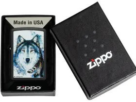 Зажигалка ZIPPO Feed the Good Wolf с покрытием Black Matte, латунь/сталь, черная,матовая
