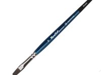Кисть белка микс №12 плоская Roubloff premium ручка синяя короткая