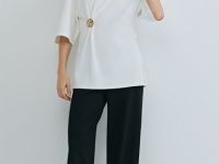 Широкие брюки из трикотажа, Черный