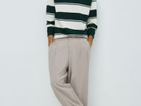 Поло в полоску с длинным рукавом, Зеленый