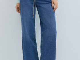 Широкие джинсы Wide leg с ремнём, Синий