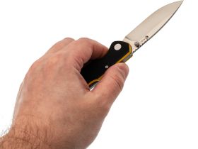 Складной нож Клык Техно, сталь VG-10, рукоять G10 черно-желтый