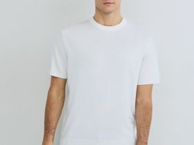 Вязаная футболка из пряжи с вискозой, Белый