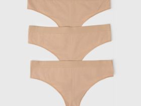 Трусы-бразилиана с мягкой резинкой, 3 шт., Бежевый