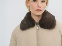 Утеплённая куртка с меховым воротником, Бежевый