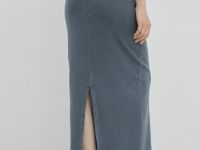 Прямая юбка с эффектом стирки, Серый