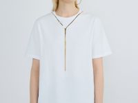 Футболка с декором на горловине, Белый