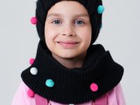 Комплект трикотажный для девочек: шапка, снуд