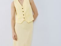 Прямая макси-юбка с эластичным поясом, Желтый