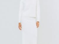 Вязаная юбка миди, Белый