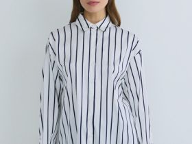 Блузка из сатина, Синий