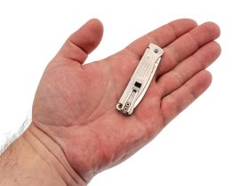 Складной нож Sanrenmu PT611-SF, сталь 12C27, рукоять нержавеющая сталь, серый