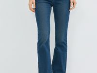 Расклёшенные утеплённые джинсы, Синий