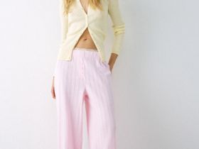 Пижамные брюки из ажурного трикотажа, Розовый