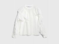 Блузка из лиоцелла с рюшами, Белый
