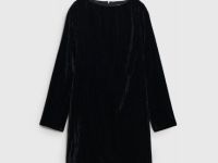 Платье мини из жатого бархата, Черный