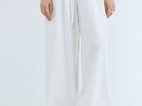 Широкие льняные брюки, Белый