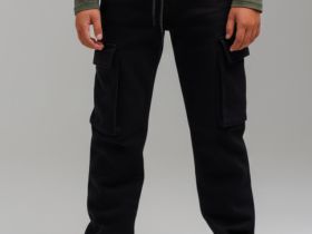 Брюки текстильные джинсовые утепленные с начесом для мальчиков