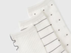 Носки с волнистым краем, 3 пары, Белый