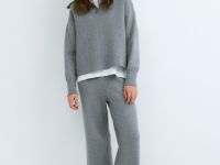 Джемпер с воротником на молнии для девочек, Серый