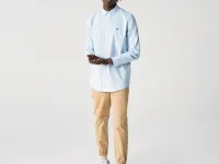 Мужская рубашка Lacoste Slim Fit из смеси хлопка и льна