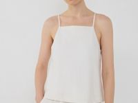 Льняной топ на бретелях, Белый