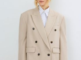 Двубортный жакет O'STIN x Яндекс Книги, Бежевый