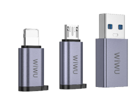 Адаптер WIWU Concise 3 в 1 Type-C на USB /Micro SD/Lightning (Wi-C031) (Grey)