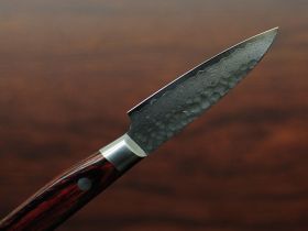 Нож кухонный овощной 80 мм, Sakai Takayuki, сталь VG-10 Damascus, рукоять дерево pakka wood