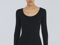 Приталенный лонгслив в рубчик, Черный