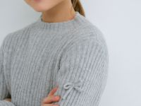 Свитер с бантами для девочек, Серый