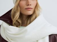 Вязаная шапка с отворотом, Бежевый