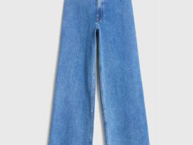 Укороченные широкие джинсы, Голубой