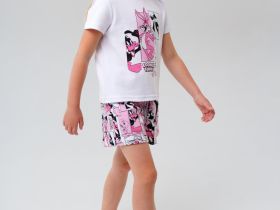 Комплект трикотажный для девочек: фуфайка (футболка), шорты