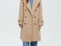 Двубортный тренч с рукавом реглан