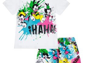 Комплект трикотажный для девочек: фуфайка (футболка), шорты