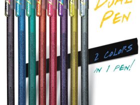 Ручка гелевая Pentel "Hybrid Dual Metallic" 1,0 мм, оранжевый + желтый металлик