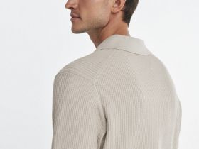 Поло текстурной вязки, Бежевый