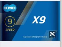 Цепь KMC X9 9 скоростей, замок (серый 114 звеньев)
