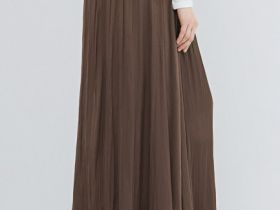 Юбка из ткани с жатым эффектом, Коричневый