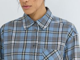 Рубашка в клетку на кнопках, Голубой