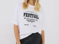 Футболка оверсайз с флок-принтом, Белый