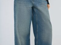 Широкие джинсы с высокой посадкой, Синий