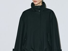 Короткая куртка с воротником-стойкой, Черный