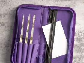 Набор кистей синтетика Pinax "WHITE TAKLON" складные 3 шт, ассорти, пенал д/кистей