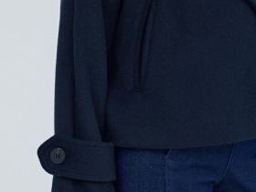 Короткое пальто из шерсти с поясом, Синий