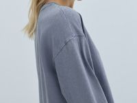 Лонгслив с принтом и эффектом стирки, Синий