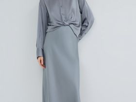 Блузка из сатина, Серый