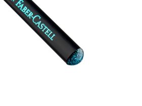 Карандаш чернографитный Faber-Castell "Sparkle Black" B, трехгранный, заточен., черный/голубой метал
